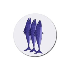 Mackerel  - Purple Rubber Round Coaster (4 Pack)  by Valentinaart