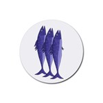 Mackerel  - purple Rubber Round Coaster (4 pack)  Front