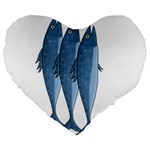 Mackerel Large 19  Premium Heart Shape Cushions Front