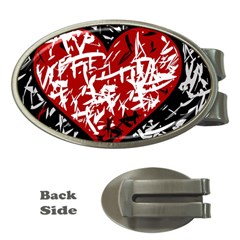 Red Graffiti Style Hart  Money Clips (oval)  by Valentinaart