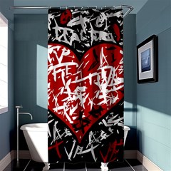 Red Graffiti Style Hart  Shower Curtain 36  X 72  (stall)  by Valentinaart