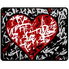 Red Graffiti Style Hart  Double Sided Fleece Blanket (medium)  by Valentinaart