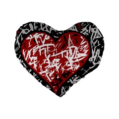 Red Graffiti Style Hart  Standard 16  Premium Flano Heart Shape Cushions by Valentinaart