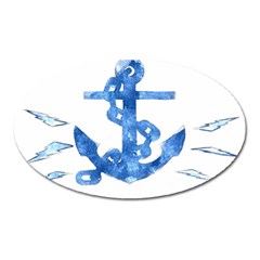 Anchor Aquarel Painting Art, Soft Blue Oval Magnet by picsaspassion