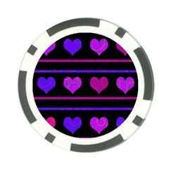 Purple And Magenta Harts Pattern Poker Chip Card Guards by Valentinaart