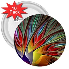 Fractal Bird Of Paradise 3  Button (10 Pack) by WolfepawFractals