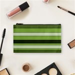 Greenery Stripes Pattern Horizontal Stripe Shades Of Spring Green Cosmetic Bag (Small)  Front