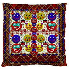 Smile And The Whole World Smiles  On Large Flano Cushion Case (two Sides) by pepitasart