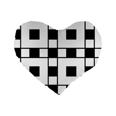 Black And White Pattern Standard 16  Premium Heart Shape Cushions by Amaryn4rt