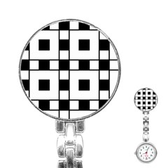 Black And White Pattern Stainless Steel Nurses Watch by Amaryn4rt