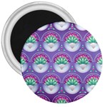 Background Floral Pattern Purple 3  Magnets Front