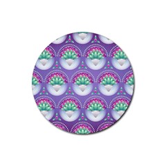 Background Floral Pattern Purple Rubber Coaster (round)  by Amaryn4rt