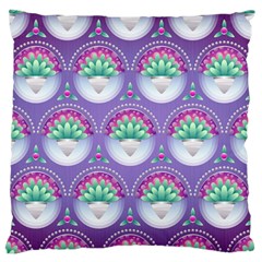 Background Floral Pattern Purple Large Flano Cushion Case (one Side) by Amaryn4rt