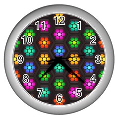 Pattern Background Colorful Design Wall Clocks (silver)  by Amaryn4rt