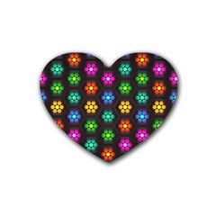 Pattern Background Colorful Design Rubber Coaster (heart)  by Amaryn4rt