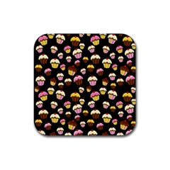 Jammy Cupcakes Pattern Rubber Coaster (square)  by Valentinaart