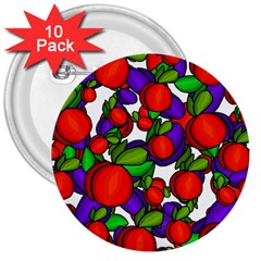 Peaches And Plums 3  Buttons (10 Pack)  by Valentinaart