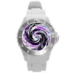 Canvas Acrylic Digital Design Round Plastic Sport Watch (l) by Amaryn4rt