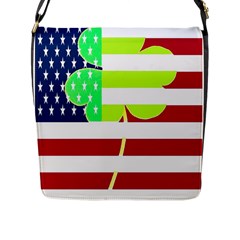 Usa Ireland American Flag Shamrock Irish Funny St Patrick Country Flag  Flap Messenger Bag (l)  by yoursparklingshop