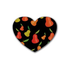 Pears Pattern Rubber Coaster (heart)  by Valentinaart