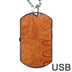 Burnt Amber Orange Brown Abstract Dog Tag Usb Flash (one Side) by Amaryn4rt