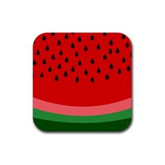 Watermelon  Rubber Coaster (square)  by Valentinaart