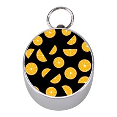 Oranges Pattern - Black Mini Silver Compasses by Valentinaart