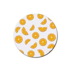 Oranges Rubber Coaster (round)  by Valentinaart