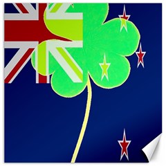 Irish Shamrock New Zealand Ireland Funny St Patrick Flag Canvas 12  X 12   by yoursparklingshop