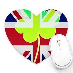 Irish British Shamrock United Kingdom Ireland Funny St  Patrick Flag Heart Mousepads by yoursparklingshop