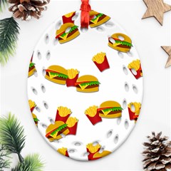 Hamburgers And French Fries  Oval Filigree Ornament (two Sides) by Valentinaart