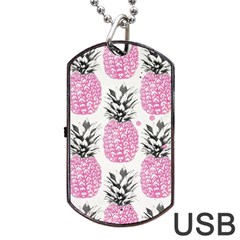 Pink Pineapple Dog Tag Usb Flash (one Side) by Brittlevirginclothing