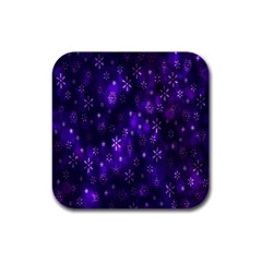 Bokeh Background Texture Stars Rubber Square Coaster (4 Pack)  by Amaryn4rt