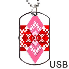 Valentine Heart Love Pattern Dog Tag Usb Flash (one Side) by Amaryn4rt