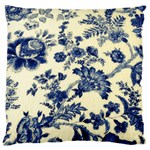 Vintage Blue Drawings On Fabric Large Flano Cushion Case (One Side) Front