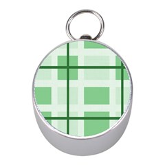 Abstract Green Squares Background Mini Silver Compasses by Amaryn4rt