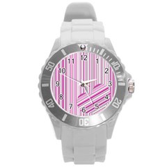 Pink Love Pattern Round Plastic Sport Watch (l) by Valentinaart