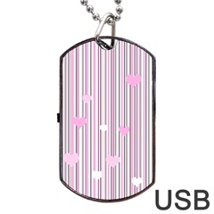 Pink Love Dog Tag Usb Flash (two Sides) by Valentinaart