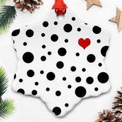 Dots And Hart Snowflake Ornament (two Sides) by Valentinaart