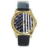 Architecture Building Pattern Round Gold Metal Watch Front