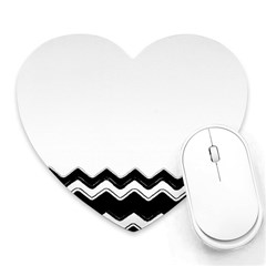 Chevrons Black Pattern Background Heart Mousepads by Nexatart