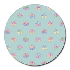 Butterfly Pastel Insect Green Round Mousepads by Nexatart