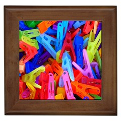 Clothespins Colorful Laundry Jam Pattern Framed Tiles by Nexatart