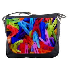 Clothespins Colorful Laundry Jam Pattern Messenger Bags by Nexatart