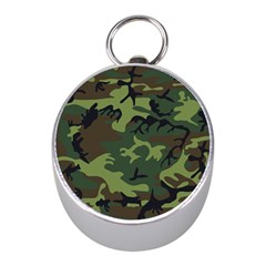 Camouflage Green Brown Black Mini Silver Compasses by Nexatart