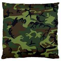 Camouflage Green Brown Black Large Flano Cushion Case (one Side) by Nexatart