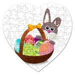 Easter Bunny Eggs Nest Basket Jigsaw Puzzle (Heart) Front