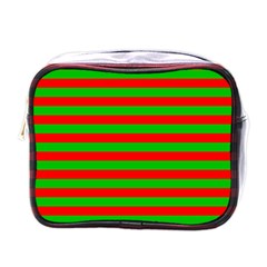 Pattern Lines Red Green Mini Toiletries Bags by Nexatart