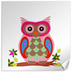 Owl Colorful Patchwork Art Canvas 16  X 16   by Nexatart