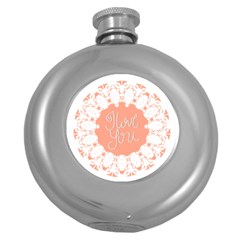 Mandala I Love You Round Hip Flask (5 Oz) by Nexatart